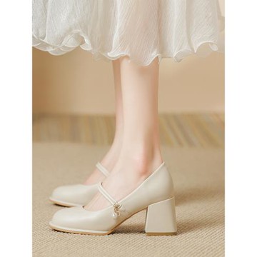 女鞋新款2025新款春秋高跟鞋新中式馬面裙鞋子淺口單鞋旗袍年會鞋