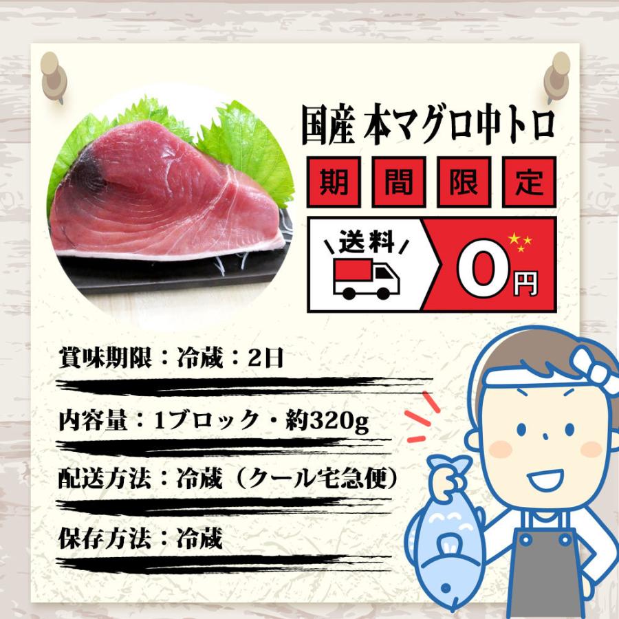 マグロ まぐろ 生本マグロ マグロ刺身 まぐろ 中トロ ブロック　冷蔵マグロ 320g 国産 本まぐろ 絶品中トロ ブロック 皮付き