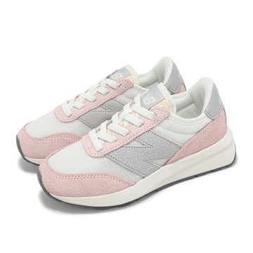 New Balance NB 休閒鞋 370 中童 寬楦 粉 灰 麂皮 網布 拼接 小朋友 運動鞋 NB PH370AK-W
