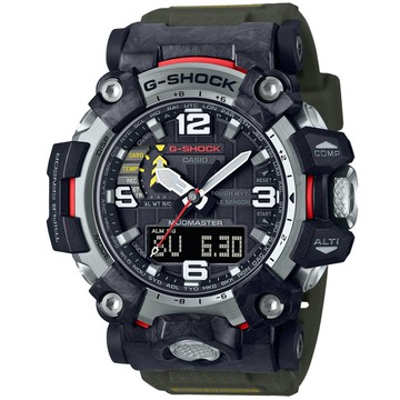 【CASIO 卡西歐】G-SHOCK MUDMASTER 碳纖維陸地極限 太陽能腕錶(黑/綠GWG-2000-1A3)