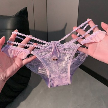 微醺夜色*性感蕾絲內褲女低腰純欲鈴鐺細帶鏤空誘惑三角褲女生