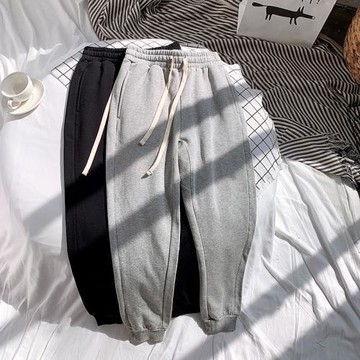 簡約舒適！毛圈/加絨 松緊腰寬松顯瘦休閑褲毛圈運動褲女秋冬衛褲