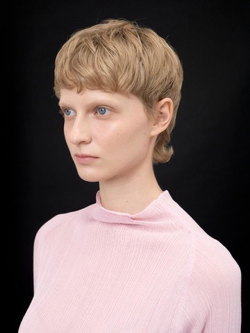 MINCHIR Scalloped high neck knit top