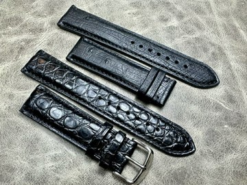 優樂悅~柔軟耐用舵手表帶鴕鳥皮美洲鱷魚皮22*20mm毫米男式表帶