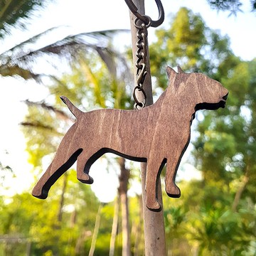 手工木作創意鑰匙圈  牛頭㹴