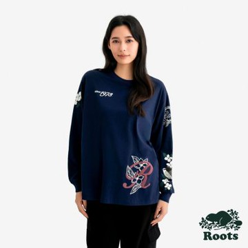 Roots女裝- SIGNATURE 長袖上衣-靛青色