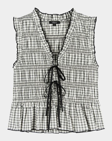 Martine Gingham Tie-Front Blouse