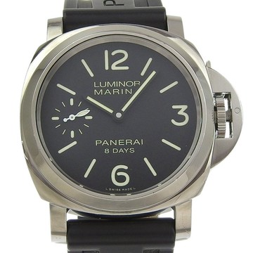 【日本直送】 PANERAI Luminor Marina 8 Days 手錶 Cal.P5000 PAM00510/OP6937 不鏽鋼x橡膠 手動上鍊 黑面盤 【二手】