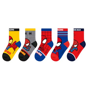 MARVEL 漫威 SPIDER-MAN 蜘蛛人 加厚保暖兒童襪 5雙  蜘蛛人 多色  22~24cm