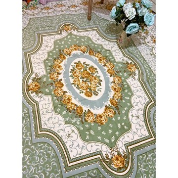 ｛現貨 附發票｝現貨免運 夢幻花園地毯 超高品質 黃玫瑰 珊瑚絨 環保不掉色 不掉毛 居家生活 歐式 宮廷風 可機洗 可手洗