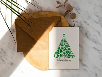 耶誕配件樹【92】洛可可草莓手創 卡片明信片含信封