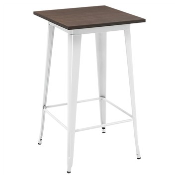 C-FLY 時尚家居 工業風榆木高腳吧台桌  白色  60cm  2人