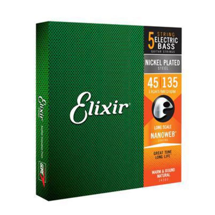 Elixir エリクサー ベース弦 NANOWEB ニッケル Long Scale 5弦 Light Medium .045-.135#14207