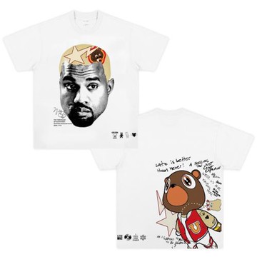 Kanye West侃爺嘻哈HIPHOP人像Vintage短袖說唱T恤寬松饒舌上衣