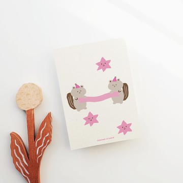 松鼠的祝福 / 孔版印刷明信片