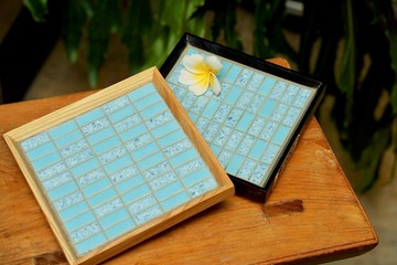 日本結晶釉系列 限量 手作馬賽克置物木托盤