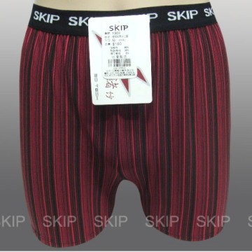 SKIP四季織精品**鍺條紋男加長平口褲**紅