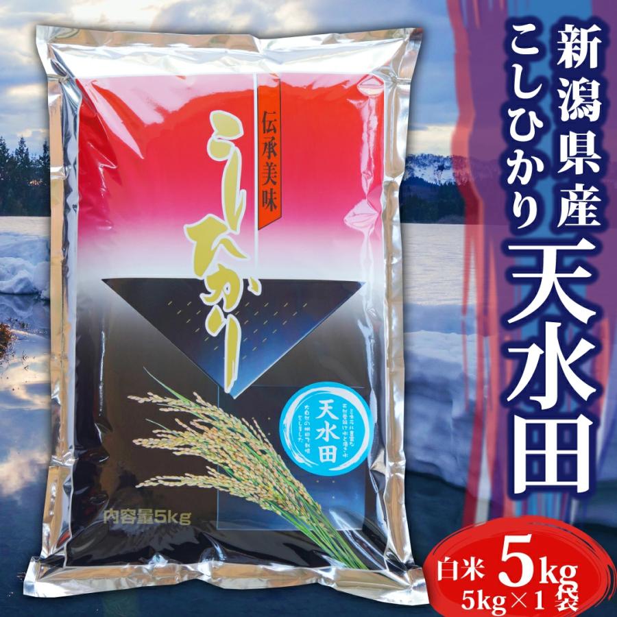 新米 令和5年 お米 5kg 新潟県天水田 コシヒカリ 白米5kg （5kg×1）天然雪解け水と湧き水で育てた 棚田米 ｜ 米 おこめ お米 5kg 白米 送料無料