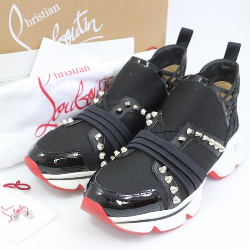 k5205 即決 本物 Christian Louboutin クリスチャン ルブタン スタッズ スニーカー RUN FLAT PAT 1191326  レディース サイズ 37 | LINEブランドカタログ