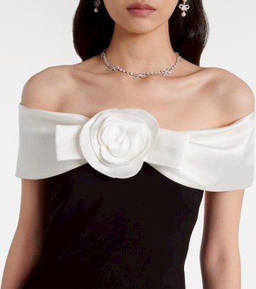 Self-Portrait Floral-appliqué off-shoulder crêpe gown