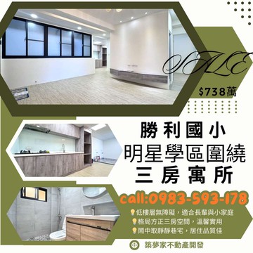 勝利國小學區・三房美寓釋出！｜台南市東區長榮路二段