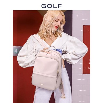 GOLF雙肩包女包時尚簡約背包初大學生書包14寸電腦包純色休閑優雅