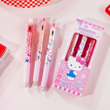 <3入盒裝> 現貨 正版 授權 Hello Kitty 凱蒂貓 按動中性筆 紙盒裝  按壓 書寫 中性筆 按動筆 按壓筆