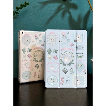 玫瑰小兔適用于ipad保護套ipad9平板殼2022蘋果air5/4/3新款第九代筆槽10.2硅膠pro11全包mini6防摔迷你5三折