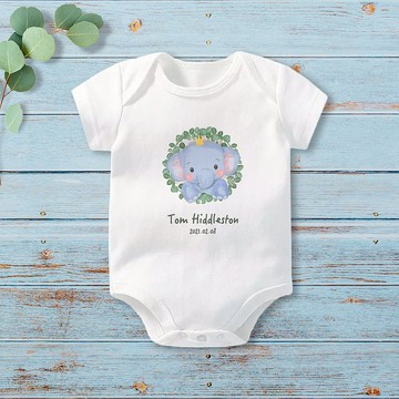 幸運小象 短袖包屁衣 客製 嬰兒 新生兒 彌月 滿月 禮物