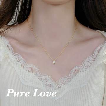 Pure Love樂芙 / 正韓 鈦鋼【316L醫療鋼】G01109四爪單鑽鎖骨鏈 短項鏈 / 金