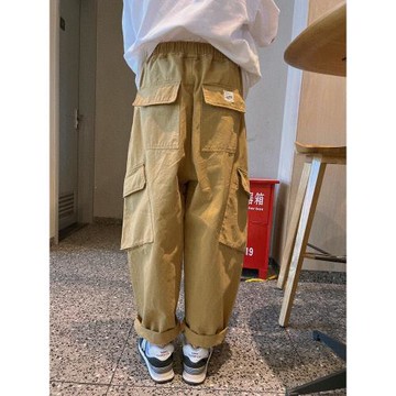 男童帥氣風褲子春秋款童裝親子裝兒童小學生男孩寬松工裝褲休閑褲