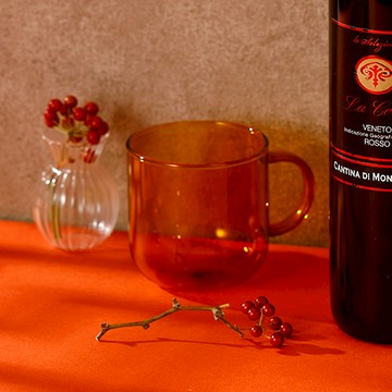 WAGA 澄澈晶透 380ML 高硼矽玻璃馬克杯｜橘｜單品