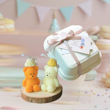 【LanguoTree蘭果樹】泡芙小熊蠟燭-『LINE禮物獨家組合』(天秤座生日禮物情人節禮物交換禮物)