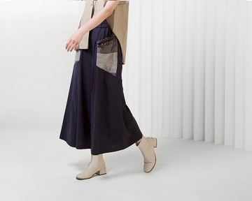 【福利品 】創作工藝款  四季款  晨曉之窗造型寬褲 -深海藍