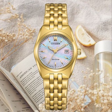 CITIZEN_星辰 LADY'S 白蝶貝光動能女錶(EW2293-56D)