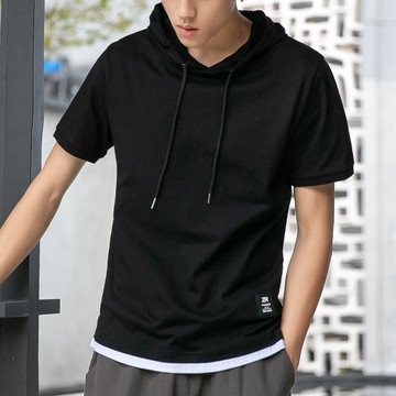 假兩件短袖帽T / 100%純棉 / 四色 / M到3XL【QTJM338】