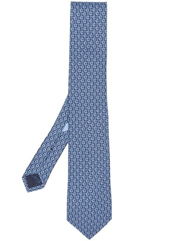 Ferragamo - geometric embroidered tie - men - Silk - One Size - Blue