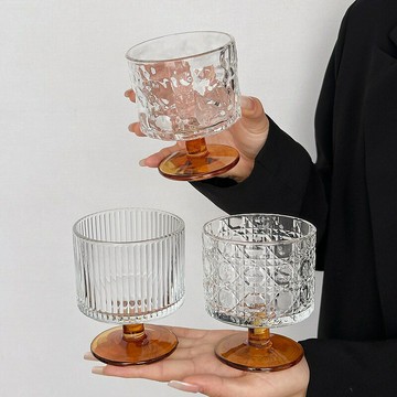 小眾中古高腳杯ins風冷萃杯冰美式咖啡杯微醺酒杯果汁杯飲品杯子