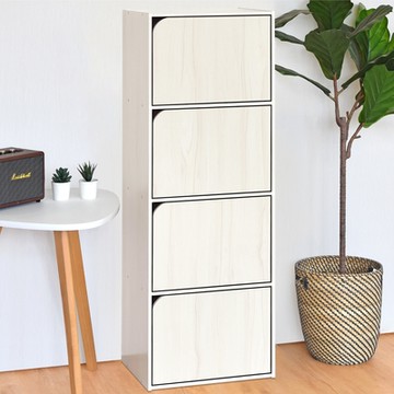 HOPMA家具 簡約四門收納櫃 台灣製造 置物櫃 書櫃 四門櫃 四層櫃-寬 41.5X 深 30X 高119cm；內徑深度27cm