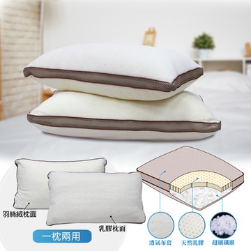 【FITNESS】乳膠羽絲絨雙面枕(偏軟枕) 2顆 _TRP多利寶
