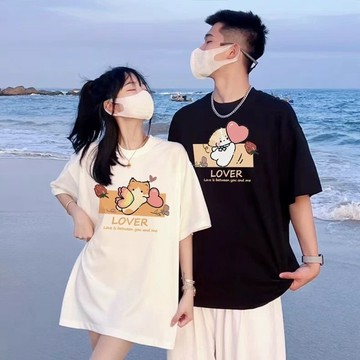 🚀隔日到貨🚀短袖印花短袖情侶衣重磅情侶衣服棉質上衣百搭春夏新品情侶裝短袖夏季百搭圓領t恤大尺碼團體服t恤重磅短袖休閒男女