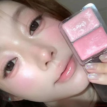 甄選好物🌈韓系水光肌之神!雙拼水光腮紅膏高光膨脹色臉部自然提亮清透水潤