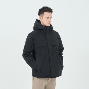 GIORDANO 男裝羽絨連帽外套 - 09 標誌黑