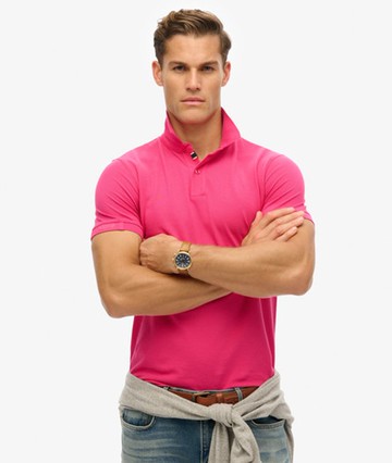 Superdry Men's City Pique Polo Shirt Pink Size: Xxxl