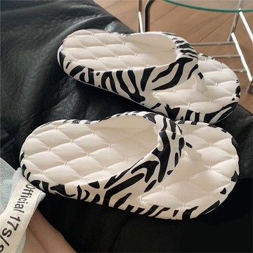 細細條 夏季外穿海邊eva防滑夾腳沙灘鞋甜酷街頭風斑馬紋人字拖女