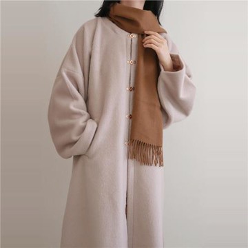 裳裳者華栗仁燕麥秋冬日常毛呢明制圓領對襟弓袋袖長披襖傳統漢服