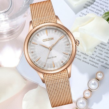 CITIZEN星辰 光動能 優雅時尚腕錶 EM1153-88A 母親節禮物
