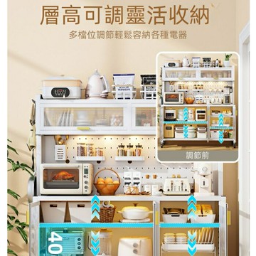 限時免運 餐邊櫃 櫥櫃 收納櫃 電器櫃 廚房餐邊收納櫃子 儲物櫃帶門微波爐鍋具落地碗櫃 多功能加寬置物架