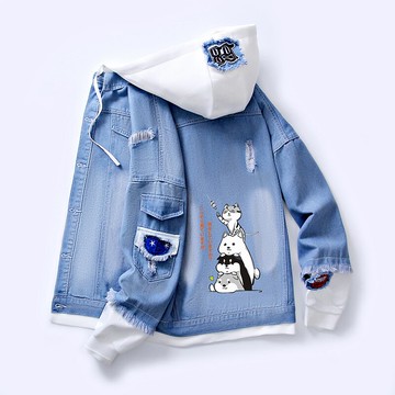 男孩洋氣牛仔夾克12-16歲大童13初中學生14休閑15春秋裝卡通外套