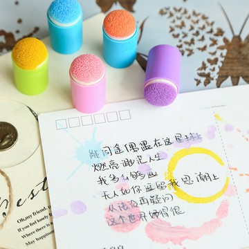 【CHL】手帳 印泥暈染工具 復古印章 塗抹上色DIY 海綿手指套5色40入  繪畫模板尺 藝術創作 DIY創作